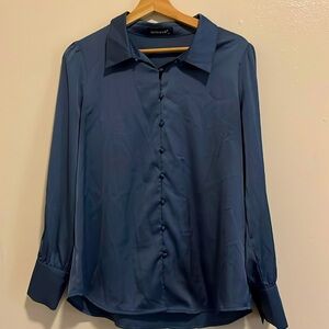 Blue Satin Buttonup